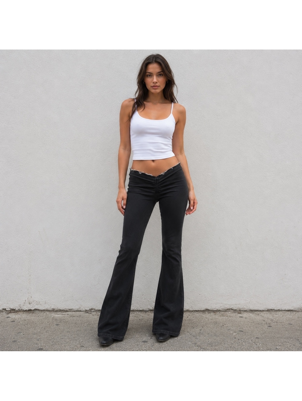 BDG Urban Outfitters Ruched V-Front Low Rise Flare Jeans Black Size 26